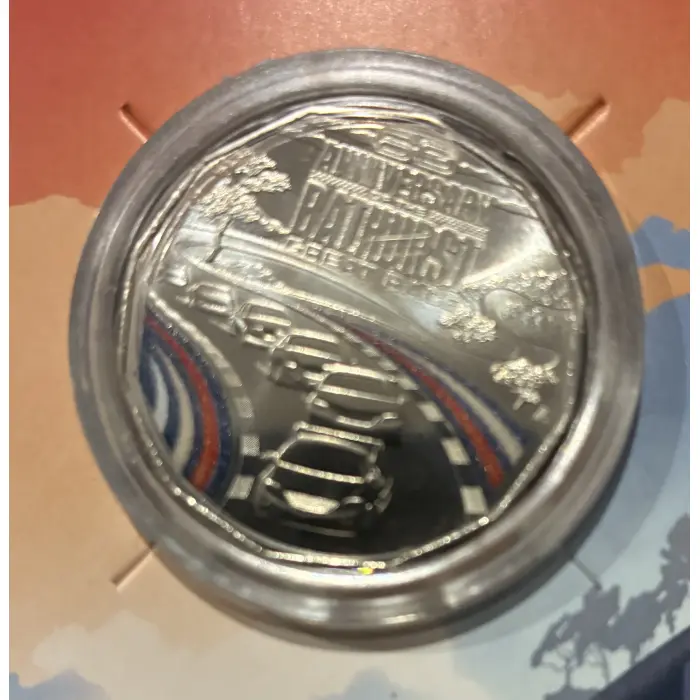 2023 60TH ANNIVERSARY OF THE BATHURST GREAT RACE COLOURED 50c CARDED COIN