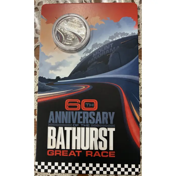 2023 60TH ANNIVERSARY OF THE BATHURST GREAT RACE COLOURED 50c CARDED COIN