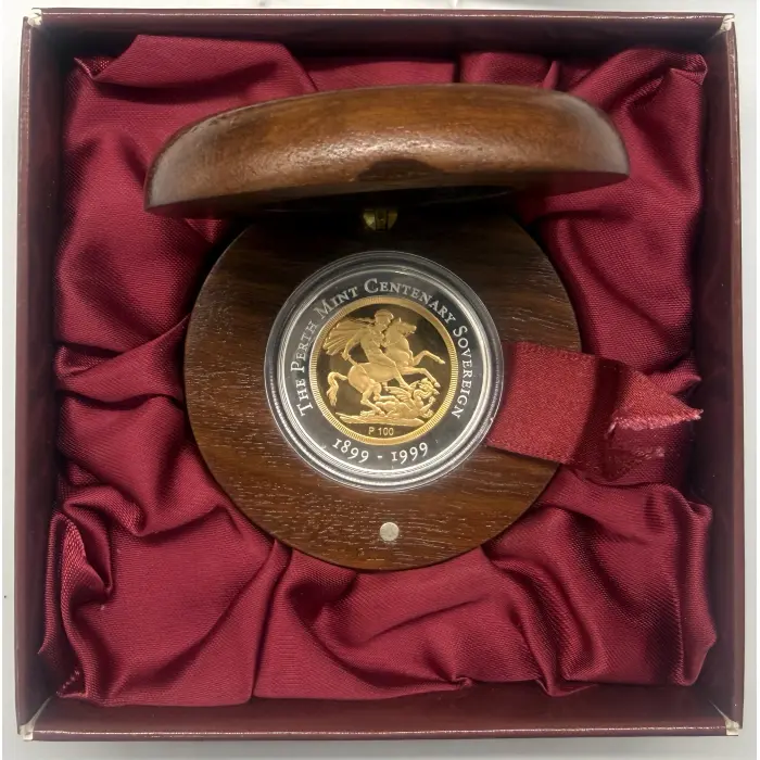 1999 Perth Mint “Centenary” proof issue bi metal full gold sovereign: 7500 mint