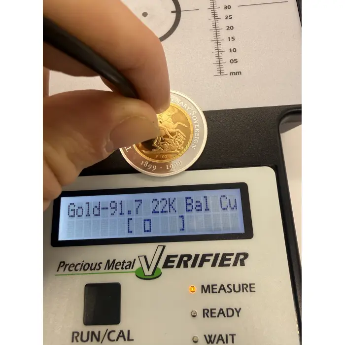 1999 Perth Mint “Centenary” proof issue bi metal full gold sovereign: 7500 mint
