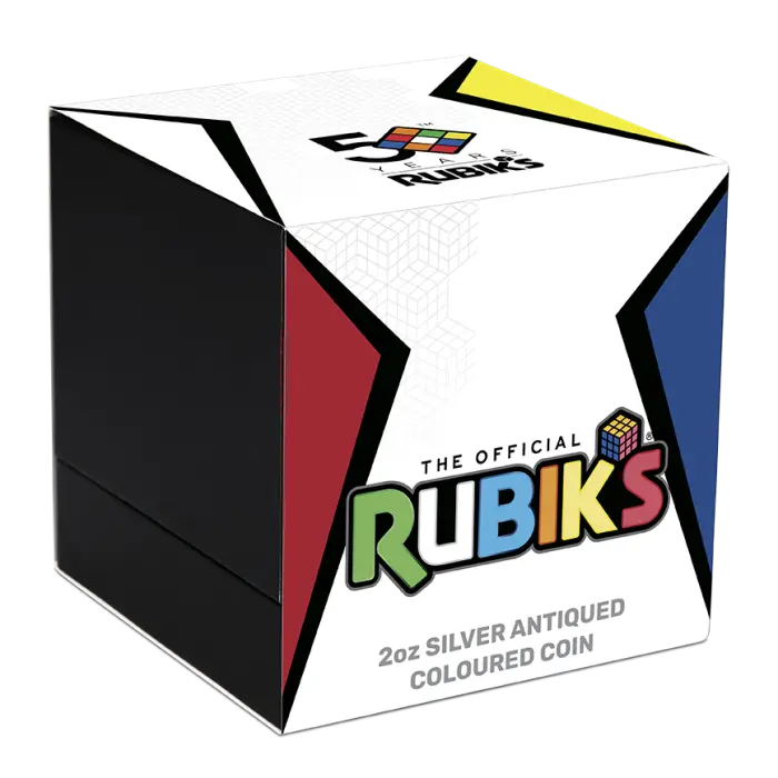 2024 Rubik's Cube 50th Anniversary 2oz Silver Antiqued Coloured Perth Mint 