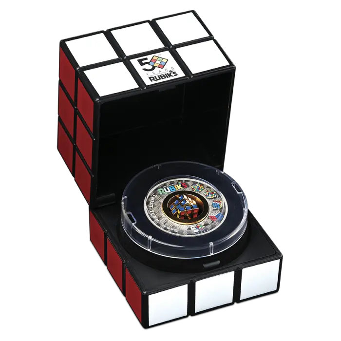 2024 Rubik's Cube 50th Anniversary 2oz Silver Antiqued Coloured Perth Mint 