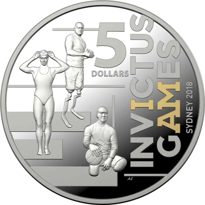 2018 SYDNEY INVICTUS GAMES $5 (1OZ) SILVER AND GOLD PLATE PROOF