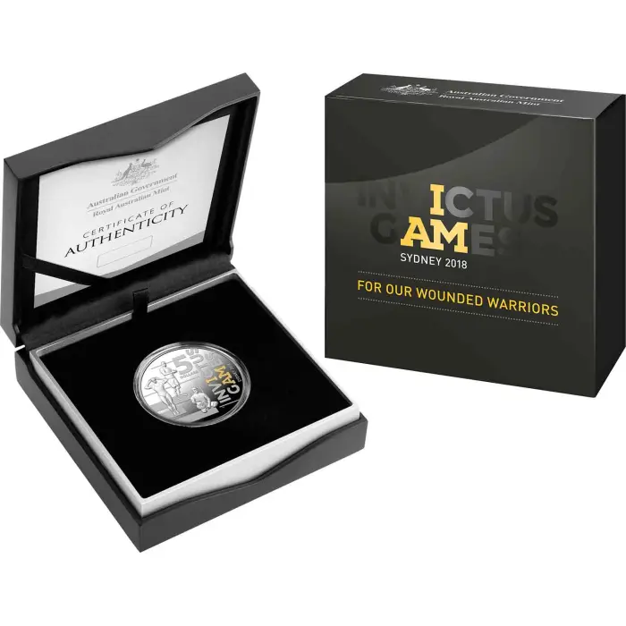 2018 SYDNEY INVICTUS GAMES $5 (1OZ) SILVER AND GOLD PLATE PROOF