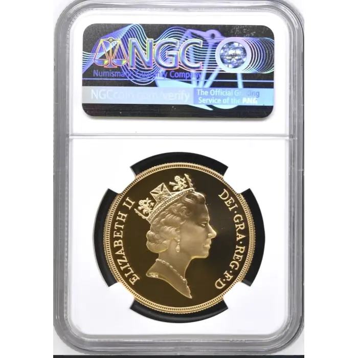 1993 Gold Proof Five Pounds Sovereign (£5) NGC Graded PF70 Ultra Cameo.