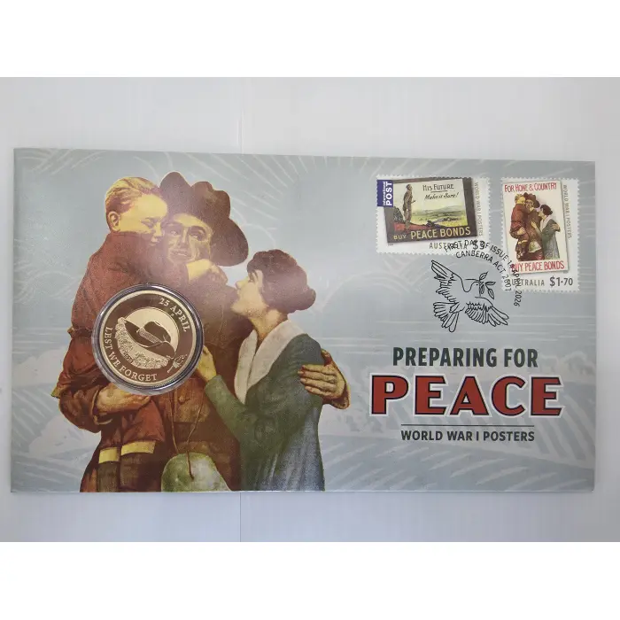 2026 ANZAC Day Preparing for Peace World War I Posters $1 Coin PNC