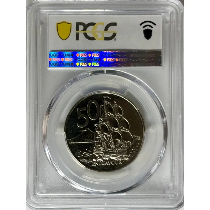 1986 PCGS MS66 50 Cent Endeavour NZ Coin 2001