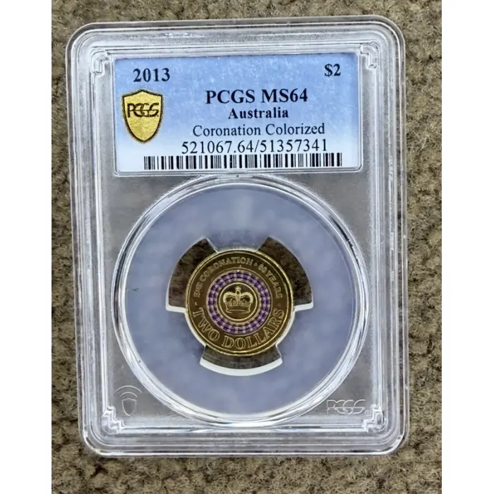 2013 $2 Coronation Coloured Coin PCGS MS64