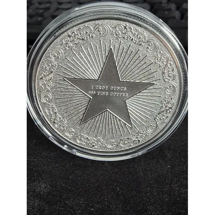 1oz silver plated colourised Copper round - shark