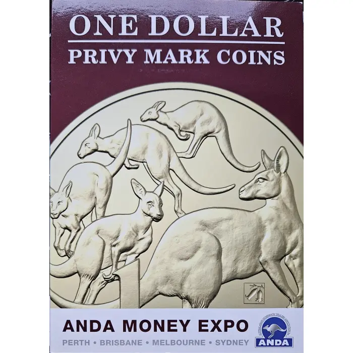 2019 ANDA Money Expo Complete Privy Mark Set – Four Coins in Maroon Folder
