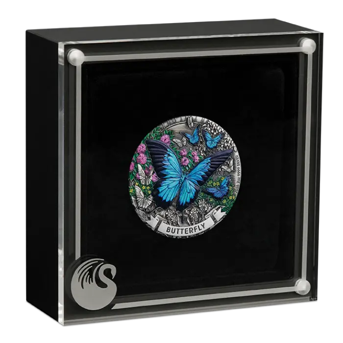 Australia Butterfly 2026 $2 Colour 2oz Silver Antique Coin