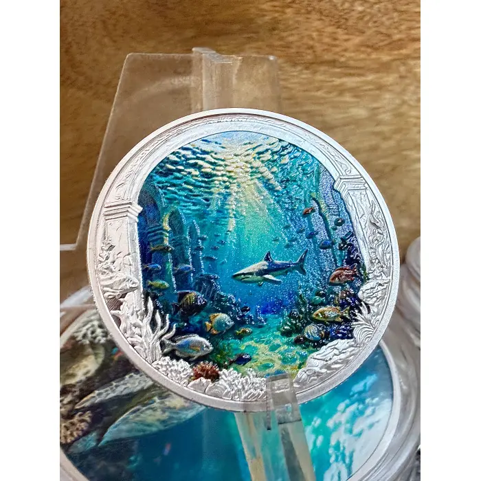 1oz Copper Silver Plated Great White Shark Coin