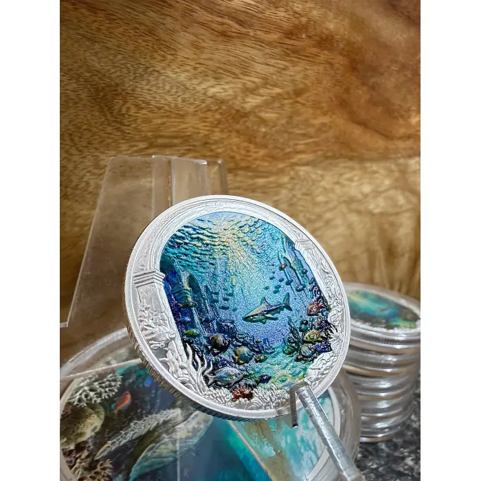 1oz Copper Silver Plated Great White Shark Coin