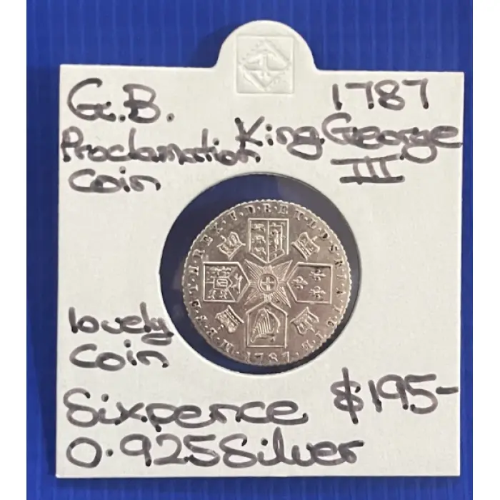 Great Britain  George III  -1787  "Proclamation" Sixpence  