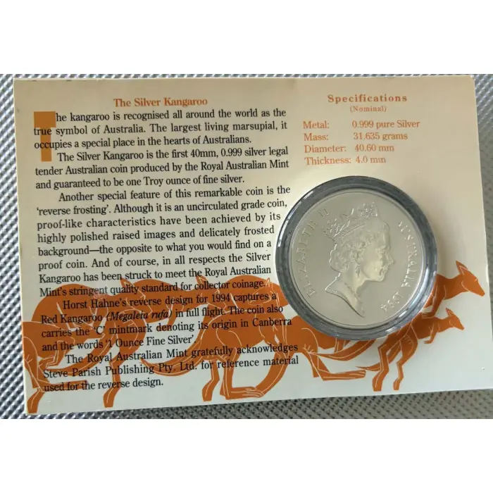 1994 Silver Kangaroo 0.999 1 ounce silver