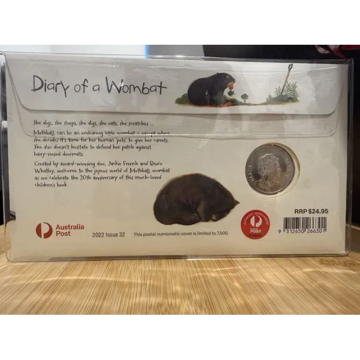 Australia 2022 Diary of a Wombat 20c Coloured Coin PNC