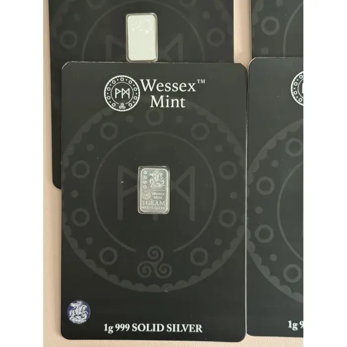 1g 999 Solid Silver Bar - The Wessex Mint Blister Packs - choose from below