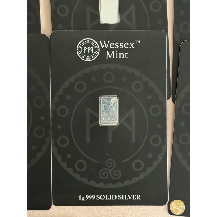 1g 999 Solid Silver Bar - The Wessex Mint Blister Packs - choose from below