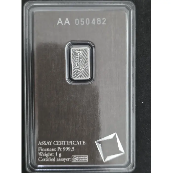 Valcambi suisse 1 gram PLATINUM bar, sealed with assay certificate