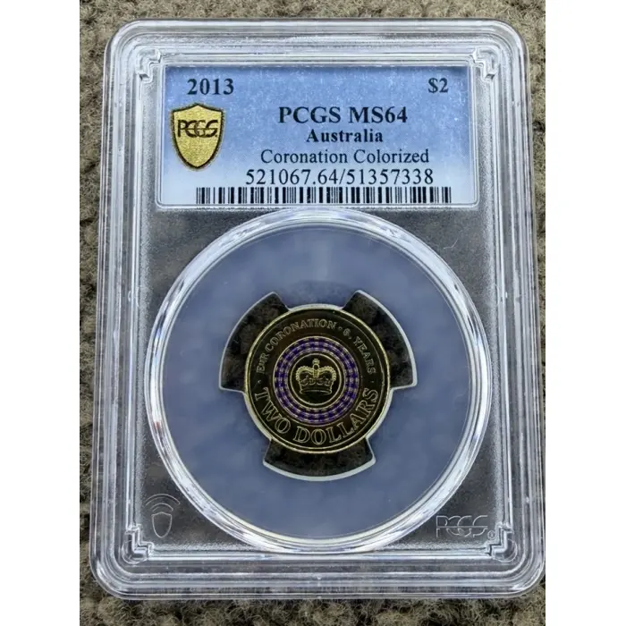 2013 $2 Coronation Coloured Coin PCGS MS64