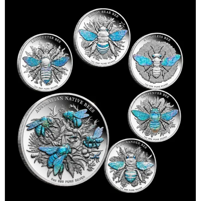 2026 Australian Native Bees 6 Coin Silver Proof Collection 1oz & 5oz Rare Set