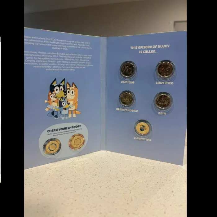 2026 Bluey $2 5 Coin Set 2 Colour TillCoin Sleepytime coloured coin complete set