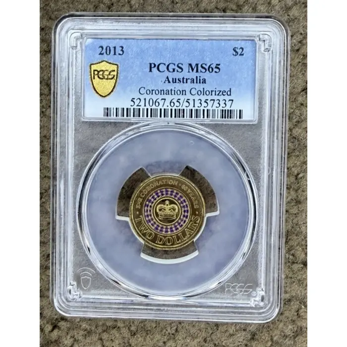2013 $2 Coronation Coloured Coin PCGS MS65