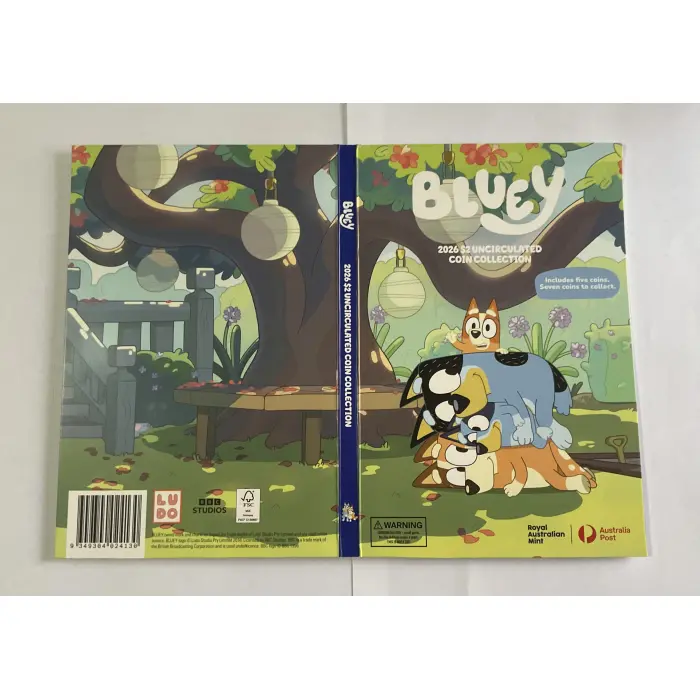 2026 BLUEY FOLDER  + 5 UNC $2 COINS + 2 UNC $2 TILL COINS