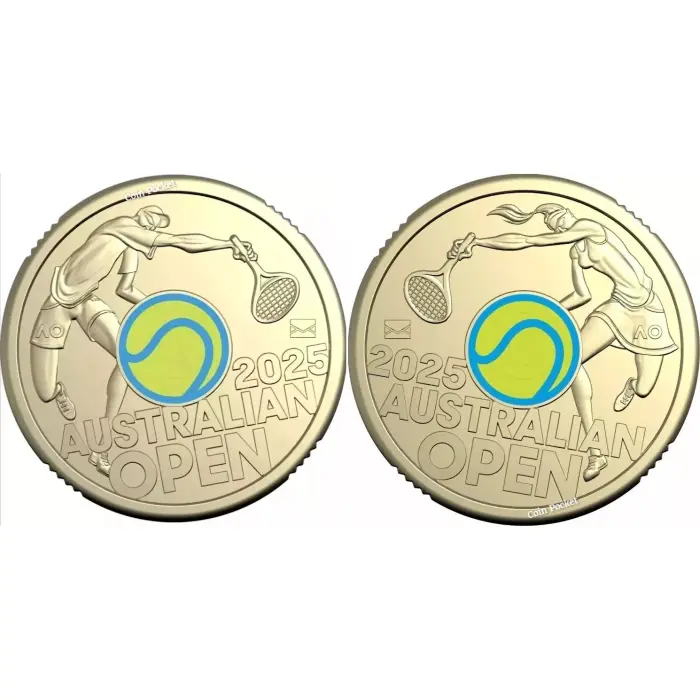 Men's Women's Set Australian Open $2 Tennis Ball 2025 Privy Yellow Fluro Coins