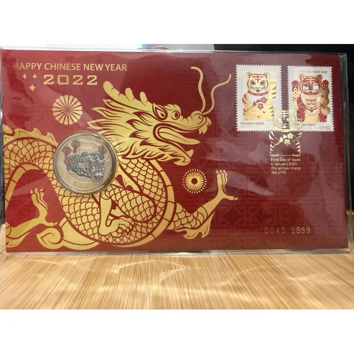 2022 Australia PNC - Happy Chinese New Year 2022 - $1 Coloured Coin
