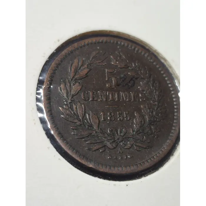 1855-A Luxembourg 5 Centimes Bronze Coin – William III 