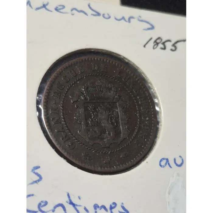 1855-A Luxembourg 5 Centimes Bronze Coin – William III 