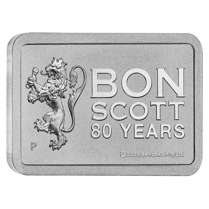 2026 Bon Scott 80th Birthday 10g Silver Minted Bar Perth Mint