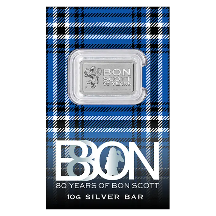 2026 Bon Scott 80th Birthday 10g Silver Minted Bar Perth Mint
