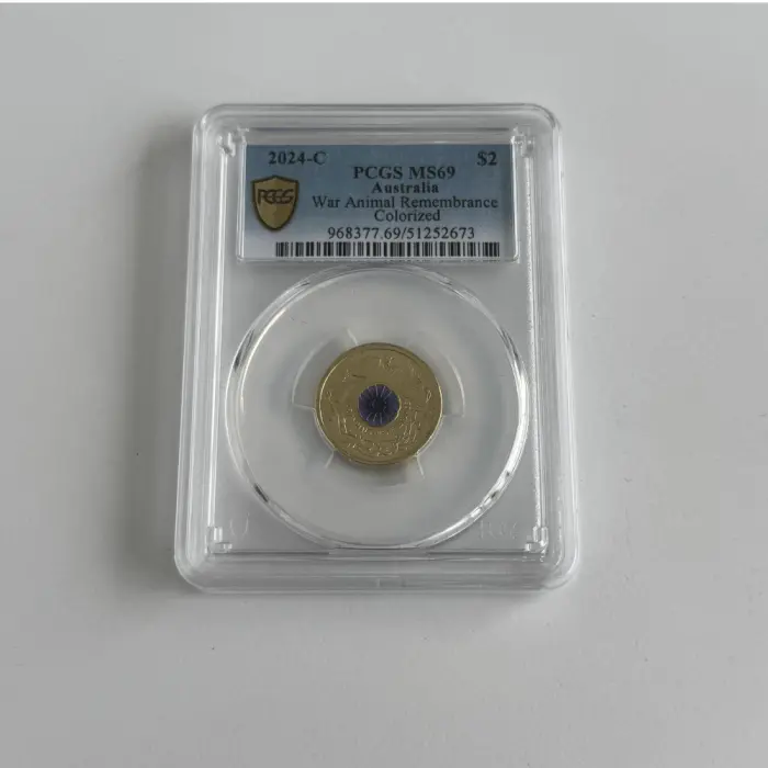 2024 $2 WAR ANIMALS REMEMBRANCE PURPLE POPPY C MINTMARK PCGS MS69