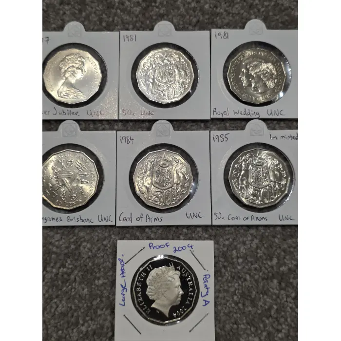 50c uncirculated and proof 7 coin bundle