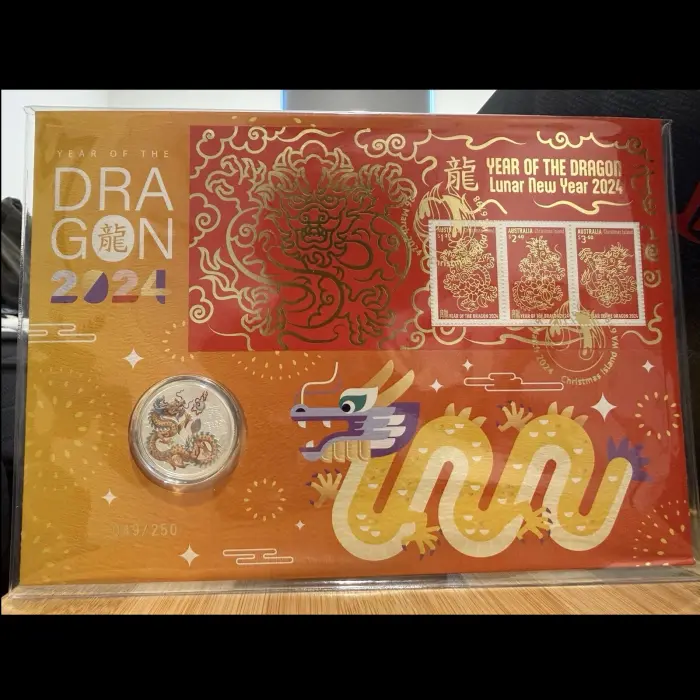 2024 Year Of The Dragon 1/2oz Silver Proof Coloured Coin PNC Ltd
