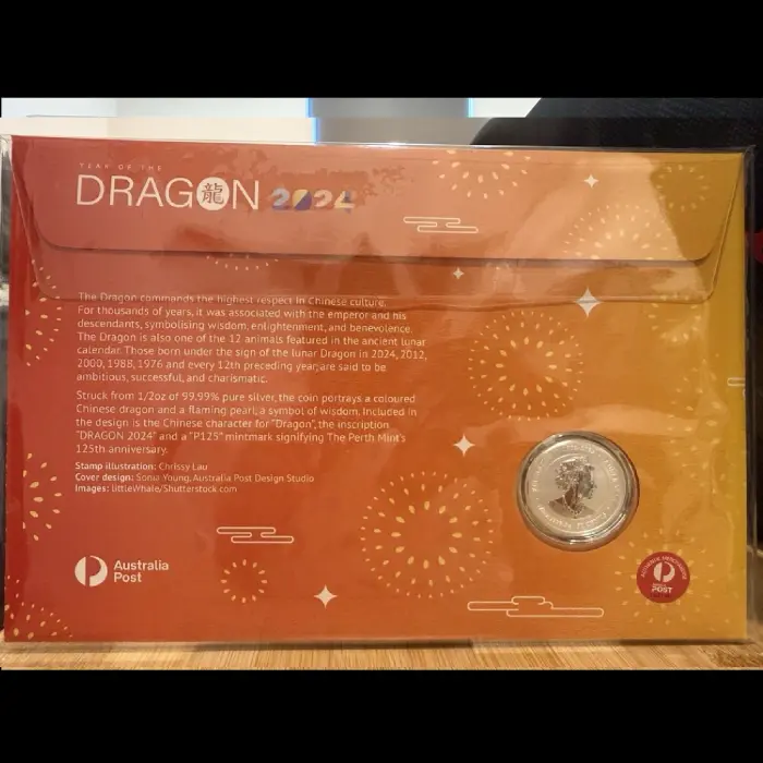 2024 Year Of The Dragon 1/2oz Silver Proof Coloured Coin PNC Ltd
