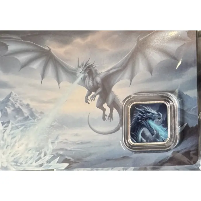 Ice Dragon 1g .999 Coloured Square Fine Silver Collectable