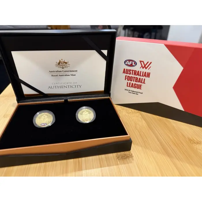 2024 AFL Australian Football League $1 Coloured Proof Two‑Coin Set