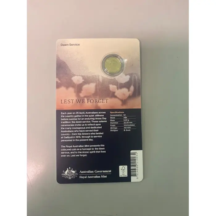 2026 $2 ‘C’ Mintmark Colured Dawn Service Coin
