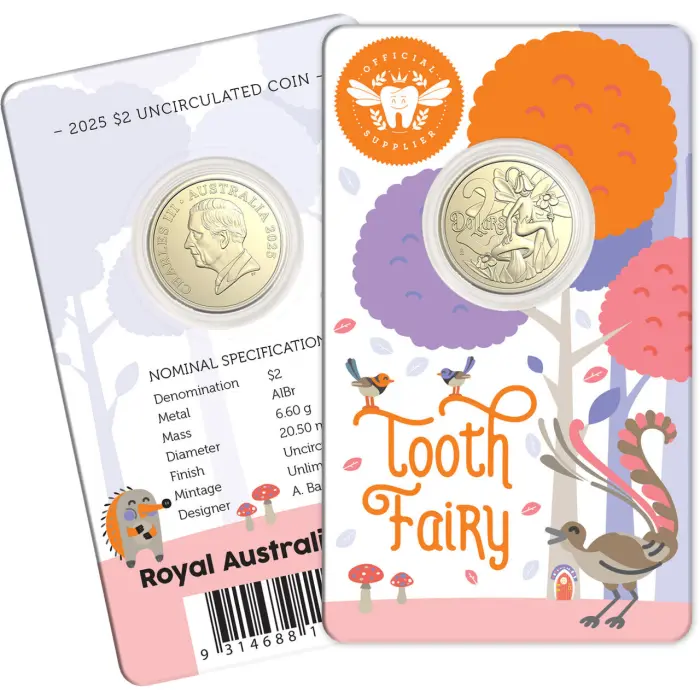 Tooth Fairy 2025 $2 Uncirculated Coin in Card