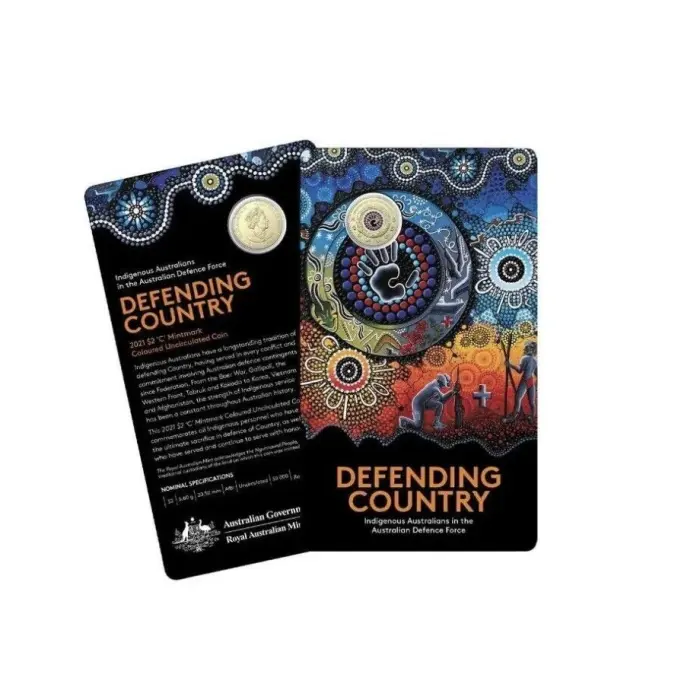 2021 $2 "C" Mint Mark Indigenous Military Service Coloured UNC Coin Card