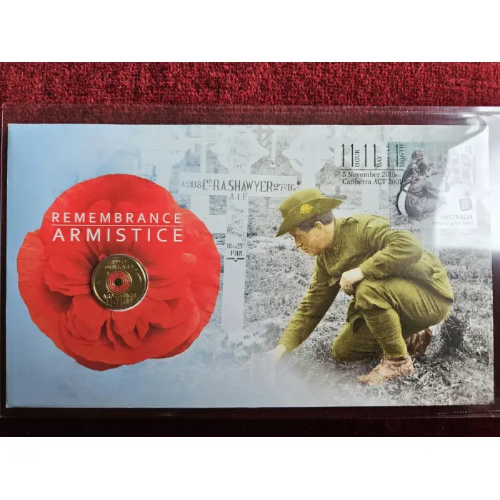 2018 $2 Remembrance Day Armistice C Mintmark Red Poppy PNC Mintage 7,500