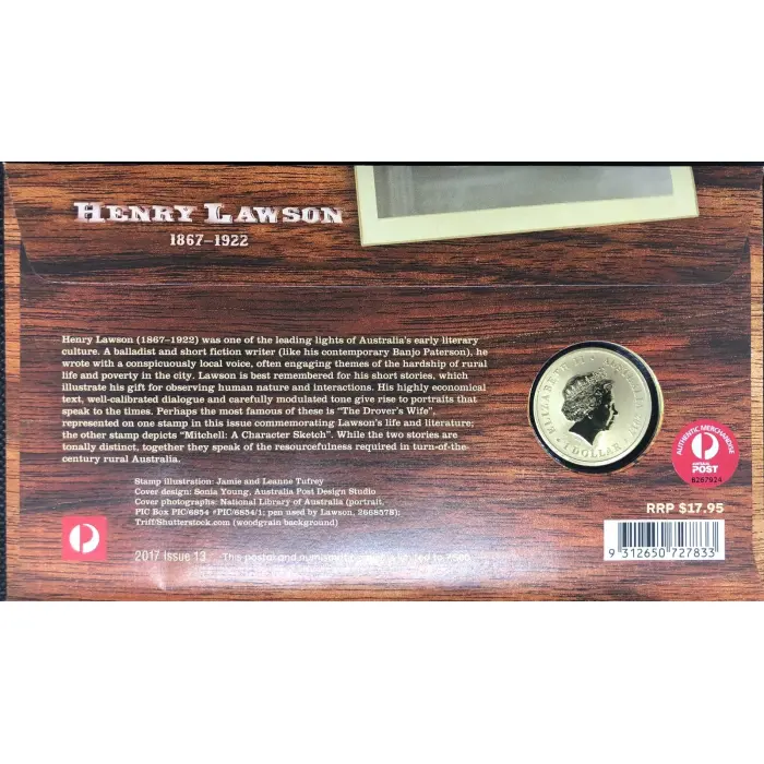 2017 PNC Australia Henry Lawson 150th Anniversary P Mint $1 dollar Coin unc