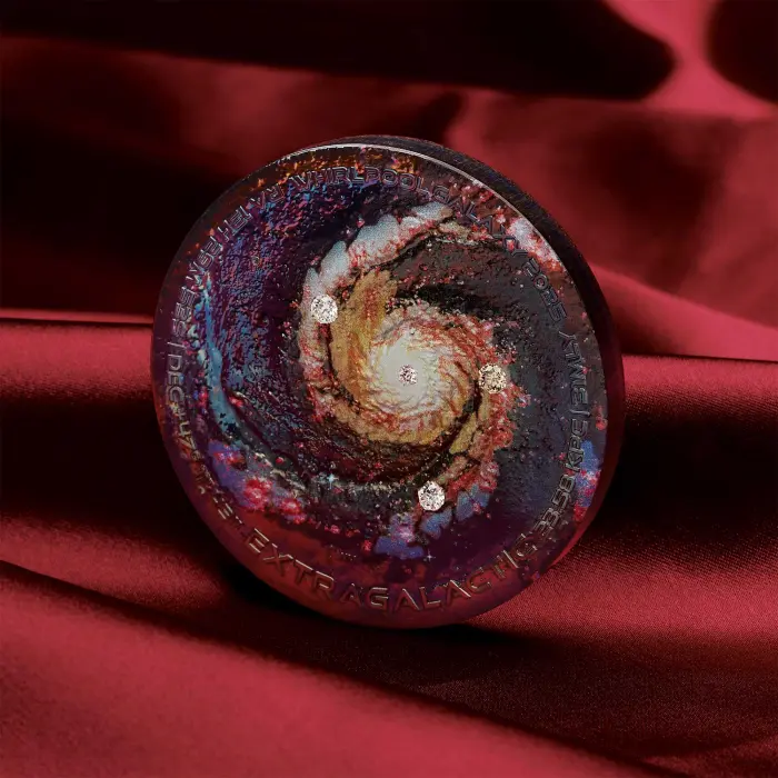 Extragalactic 2025 5oz Silver Patinaed Coloured Coin with Diamonds