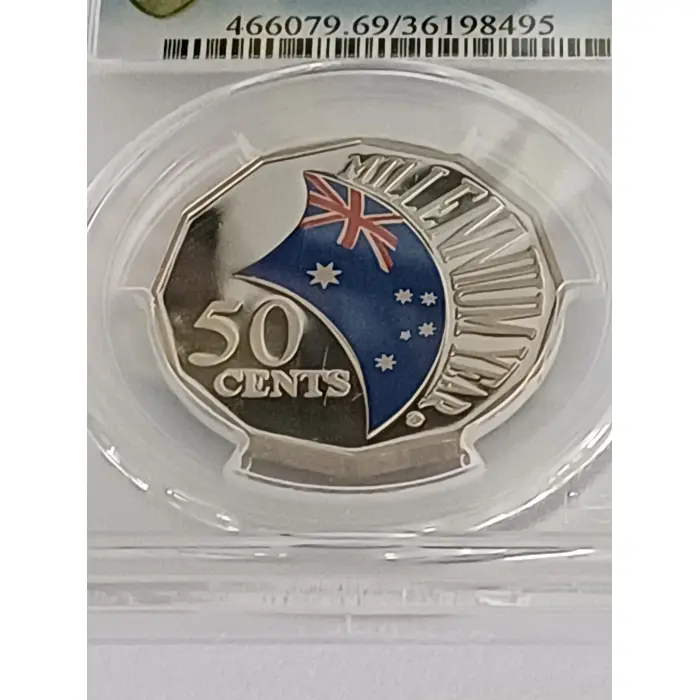 2000 coloured millennium coin in a pcgs graded pr69