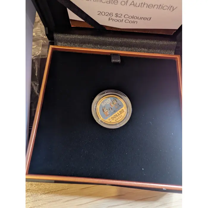Bluey 2026 $2 Coloured Proof Coin - AlBr Bronze Coin (Low CoA #1837 of 10,500!)