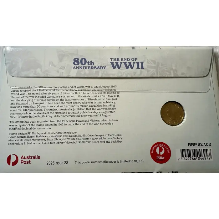 2025 $2 Remembrance 80th Anniversary End of WW2 Poppy Wreath PNC