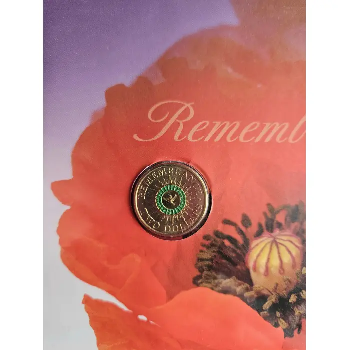 2014 $2 Remembrance Day Green Dove PNC Mintage 14,500